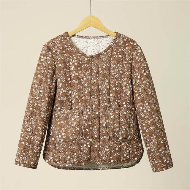 Comfortable winter cotton-padded jacket with small cotton jacket and inner liner floral girl, middle-aged and elderly grandma warm cotton coat coat cotton coat
