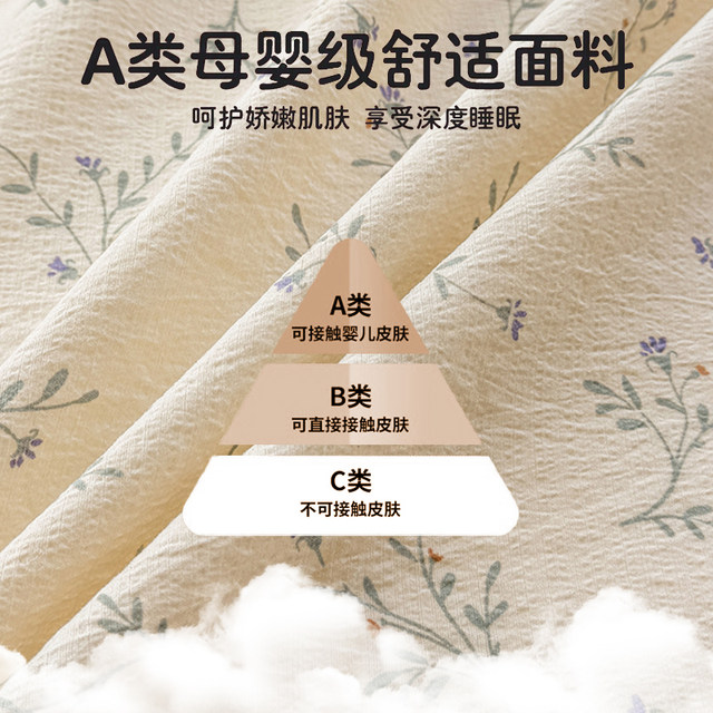 Thickened double-layer gauze sheet, single piece, Category A, maternal and infant grade dormitory, single non-cotton pure cotton quilt, pillowcase, three-piece set
