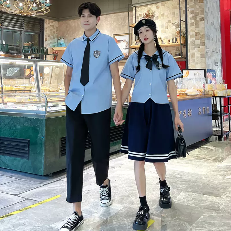 中学生班服夏季新款短袖衬衫女半身裙套装高三毕业照韩国