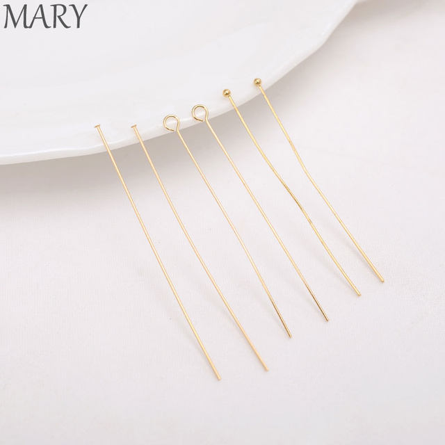 14K bag gold guarantee T -shaped needle 9 needle round head handmade DIY jewelry pearl accessories beading flat head needle small accessories