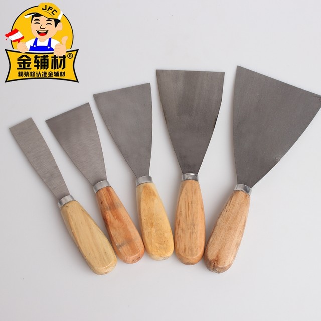 Putty knife thickened wooden handle putty knife cleaning spatula knife scraping putty gray knife wall tool iron trowel knife scraper