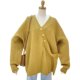 Design buttons lazy v-neck Typhoon solid color loose large size New Year red knitted sweater jacket women's fashion