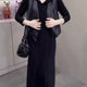 Autumn wear a complete set of plus size fat mm vest jacket hooded dress temperament age-reducing black suit for women