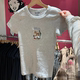 BM official website gray deer embroidered T-shirt for women in summer new hot girls slim and versatile round neck short-sleeved top