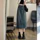 
Retro slit denim skirt for women in summer thin 2024 new high-waisted small A-line hip-pack midi skirt