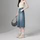 High waist slit denim skirt for women 2024 summer new small a-line skirt retro hip skirt long skirt
