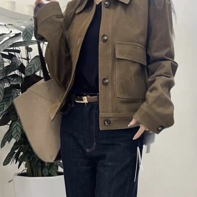Woolen jacket, fashionable new lapel, single-breasted flip pocket decoration, retro and versatile short top 1.02