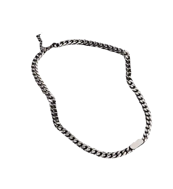 Basic versatile square titanium steel Cuban collar necklace men's hip -hop trend high -level sensor American style sweater chain collarbone