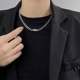 Basic versatile square titanium steel Cuban collar necklace men's hip -hop trend high -level sensor American style sweater chain collarbone