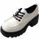 Gomeki white lace-up loafers 2025 spring new women's shoes heightened thick-soled small leather shoes French versatile single shoes