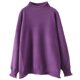 New autumn purple half turtleneck cotton thread sweater for women loose large size meat covering casual versatile pullover knitted thread