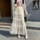 
Lace spliced ​​skirt women's umbrella skirt summer new loose long skirt white cake skirt a line big skirt