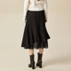 xg Xue Ge 2024 winter style commuting high waist mesh splicing solid color ruffled skirt for women XJ403026A590
