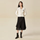 xg Xue Ge 2024 winter style commuting high waist mesh splicing solid color ruffled skirt for women XJ403026A590
