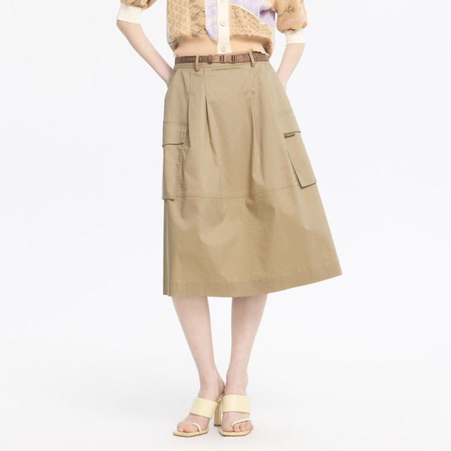 xg Xue Ge Workwear Style Large Pocket Mid-Long Skirt 2024 Summer New Commuter Skirt Women XJ203031A309