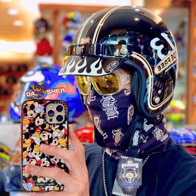 Taiwan zest hat brim retro three-button three-quarter helmet universal adjustable racing grid decorative sun visor brim