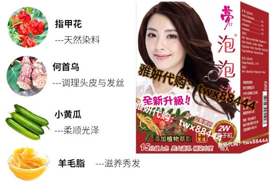 Taiwan's authentic Dream 17 bubble dye, pure hair dye, natural plant hair dye, non-irritating, ammonia-free, covering gray hair