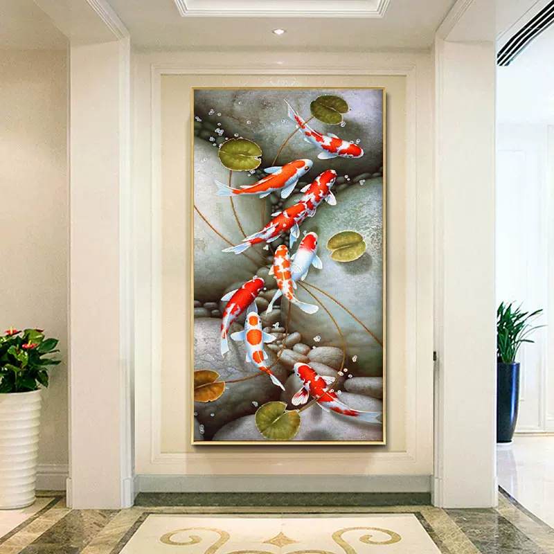 68％以上節約 福引きの鯉 リビングルーム装飾画 玄関装飾画7680