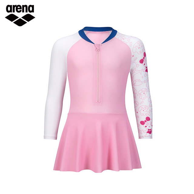 arena Arena one-piece long-sleeved skirt swimsuit sun protection teenagers and children's new style