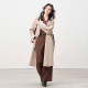 Next Weekend Glow Time Flying Bird Contrast Color Spliced ​​Long Trench Coat