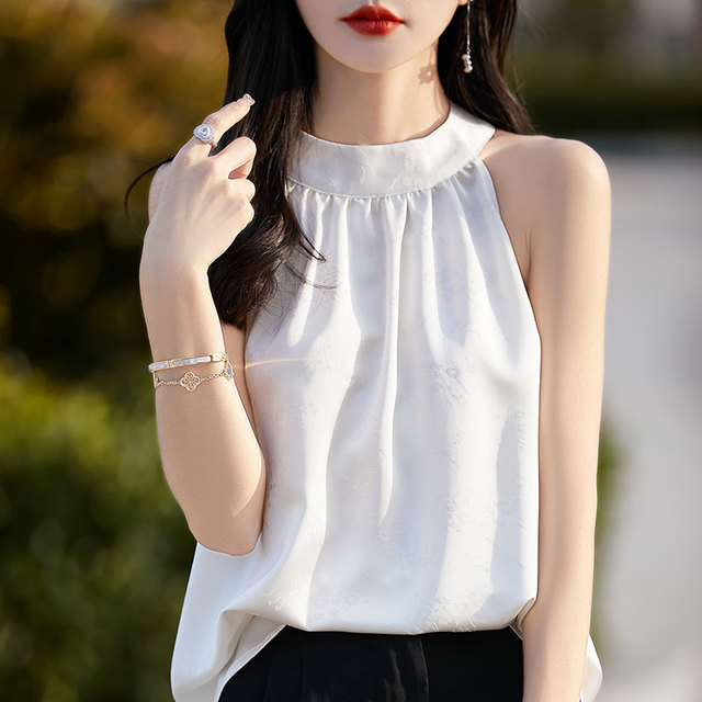 French halter vest women's design sense of niche elegant temperament small shirt fashionable age-reducing versatile T-shirt top