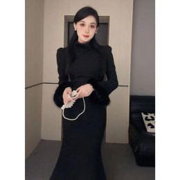 New Chinese style national style collar velvet dress female autumn and winter new senior gentle fashion temperament cheongsam dress