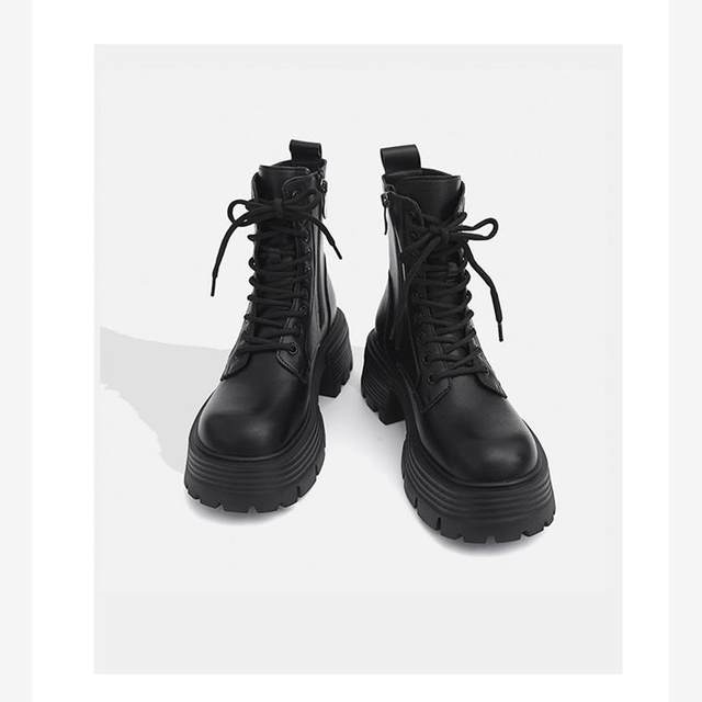 
Japanese GP Zhao Lusi Martin boots women's autumn and winter single boots thick sole increased British style slim boots short boots lace boots