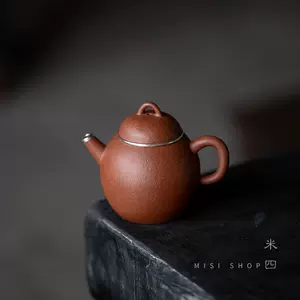 煎茶道具 貢局款 水磨包金老紫泥 梨形茶壺 紫砂朱泥急須 宜興☆美品