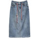 2025 spring and summer lace-up denim skirt for women with high waist elastic hip slit skirt trendy and fashionable mid-length skirt