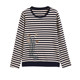 Striped long-sleeved T-shirt for women 2025 spring new autumn clothes fashionable top middle-aged and elderly mother pure cotton base shirt