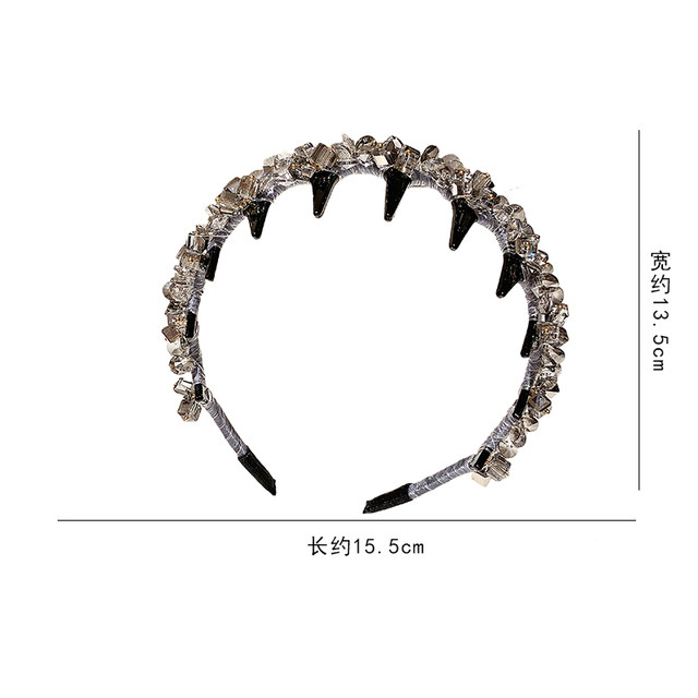 
2025 new style full diamond crystal headband for women, high-end and temperament, toothed anti-slip headband for going out, versatile light luxury headwear