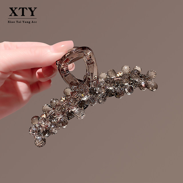 Internet celebrity fashion 2025 high-end crystal clip light luxury head back hair clip high-end spring and summer headgear