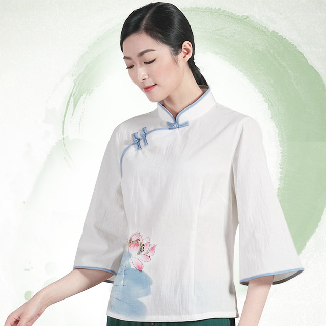 Asaya379 - Idle Dream of Jiangnan One City Style Chinese Republic of China Style Collarless Loose Back Sleeve Cheongsam Young Thin Edition Original main image 0