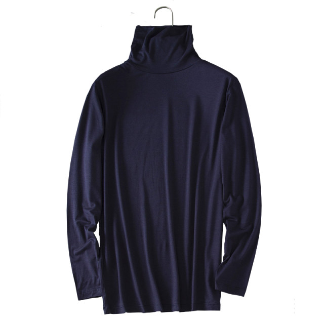 Modal turtleneck bottoming shirt men's thin long-sleeved inner lapel T-shirt solid color versatile push collar large size autumn coat