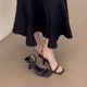 French polka dot strap sandals for women 2025 summer new stiletto square toe open toe with skirt and high heels
