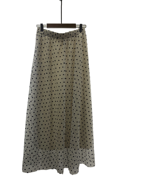 Original single elastic high waist flocking polka dot versatile large sling A-line skirt half-body long skirt lady gauze skirt women spring and summer new style
