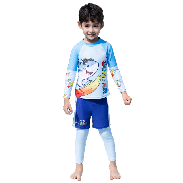 
Children's split swimsuit long sleeves trousers boy swimsuits beach summer sun protection casual boy surfing and diving suit swimsuit