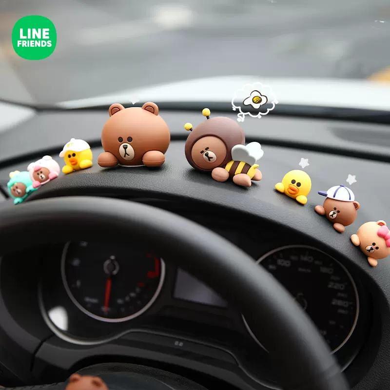 Line Friends布朗熊汽車擺件小車載車內車內裝飾品網紅
