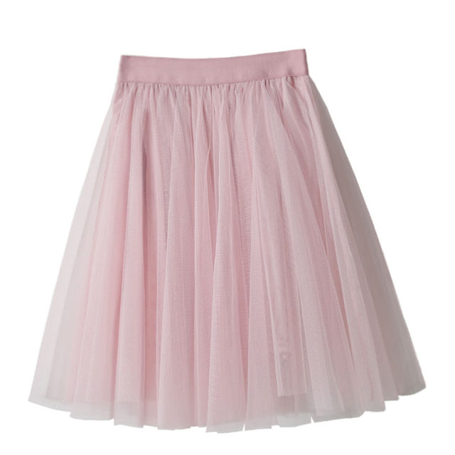 Spring new solid color versatile high waist slim short gauze skirt A-line umbrella skirt fluffy skirt fairy skirt mesh skirt
