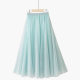Spring sweet 20 pieces spliced ​​oversized high waist dreamy solid color pleated A-line slim fairy mesh skirt
