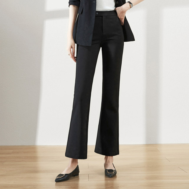 Yiyang Women's Pants 2025 Spring Black High Waist Duckling Slightly Lofted Casual Thin Style Slim Tenders for Suit
