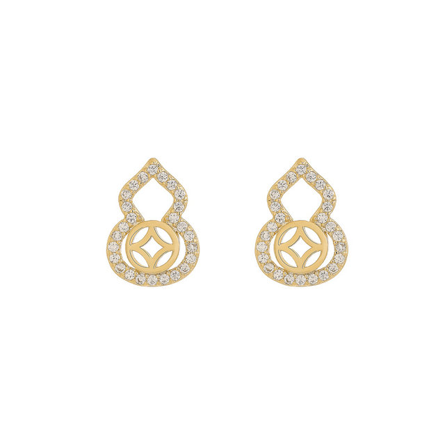 
Xuanxue Wangcai gourd earrings unique 2025 new niche earrings gold retro earrings for women high-end and light luxury