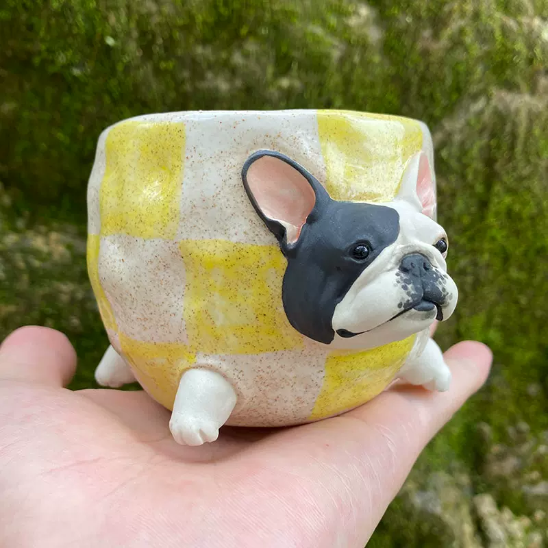 手作陶瓷法鬥杯子周邊模型創意原創可愛法國鬥牛犬水杯手工 手作陶瓷法鬥杯子周邊模型創意原創可愛法國鬥牛犬水杯手工