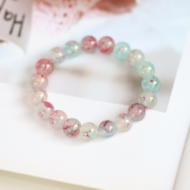 Forest-style Chinese style women's glass crystal bracelet small fresh glass single-circle student tray bracelet wraps finger soft 707