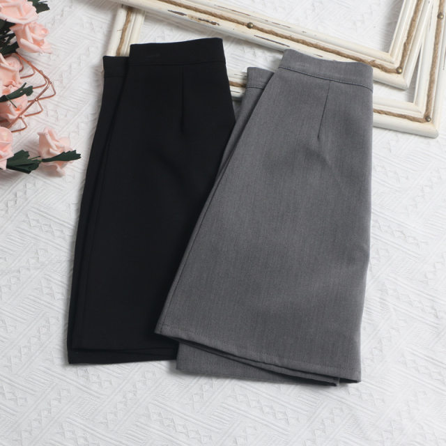 
Commuting style high waist pleated anti-exposure skirt solid color professional style A-line short skirt hip skirt straight skirt women