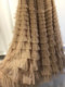 Mesh ruffled temperament skirt women's European station 2023 autumn and summer new model long skirt slimming cake skirt