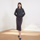 Xiquerip's mature temperament skirt with slit versatile commuter drapery makes it look slim and hip-decorated suit decorative pocket