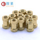 Copper inlays Injection molded copper nuts Copper embedded parts Copper knurled nuts Copper flower nuts