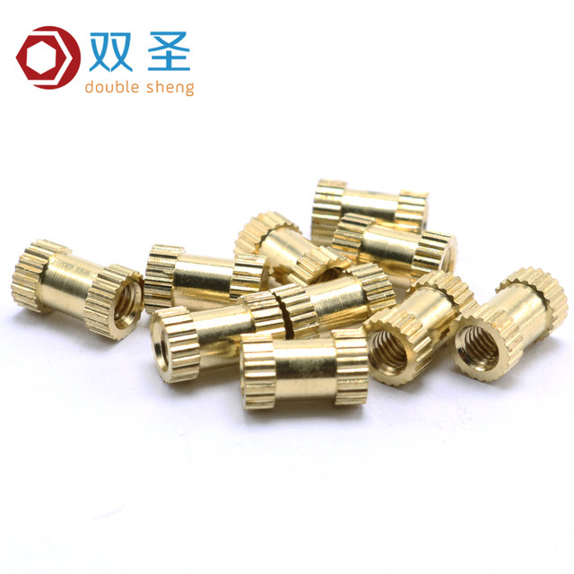 Copper inlays Injection molded copper nuts Copper embedded parts Copper knurled nuts Copper flower nuts