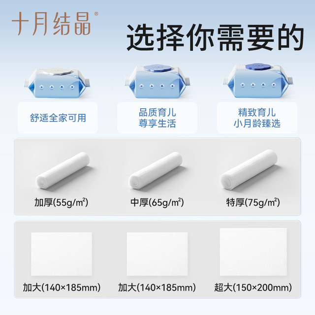 October crystallized baby wipes for newborns' hands and mouth, special fart baby children's wet wipes, household affordable large packaging